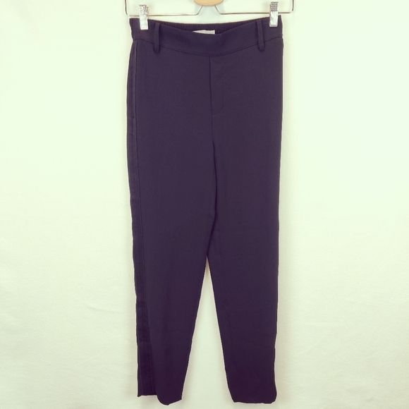 Vince Black Pull On Pants with Tuxedo Stripe. - Picture 1 of 14